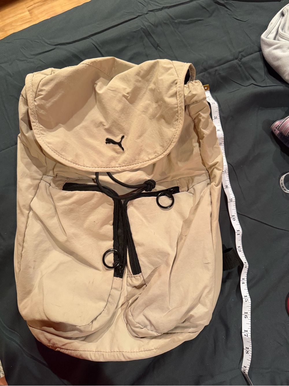 Puma Tan Drawstring Rucksack with Black Accents